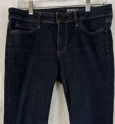 Uniqlo Jeans Womens 29 Dark Blue Slim Mid Rise
