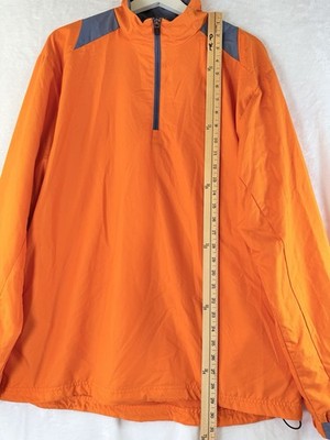 PGA Tour Jacket Large 1/2 Zip Pullover Windbreaker Orange Mens