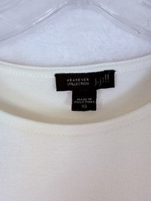 J Jill Wearever XS Top Long Sleeve Jersey Knit Ivory Black Tunic Womens