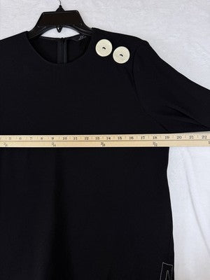 Zara Top Small Women Black Button Shoulder Blouse 3/4 Sleeve