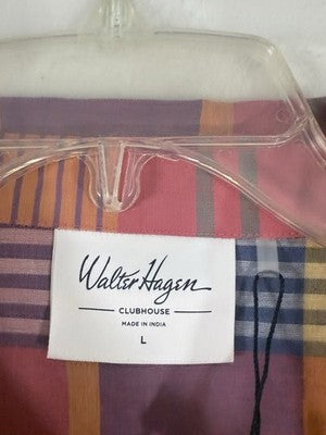 Walter Hagen Golf Shirt Large Red Plaid Short Sleeve Men’s Clubhouse NEW