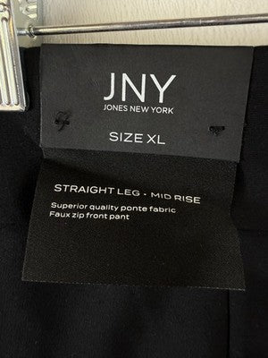 Jones New York XL Ponte Pants Black Pull On Straight Leg Mid Rise New