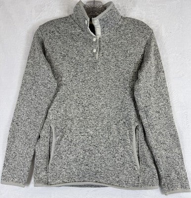 Eddie Bauer Radiator Fleece Womens XS Gray 1/4 Snap Pullover Long Sleeve Tops