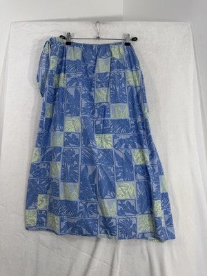 Vintage Talbots Wrap Skirt 14 Petite Blue Floral Print Midi Womens 14P Made USA