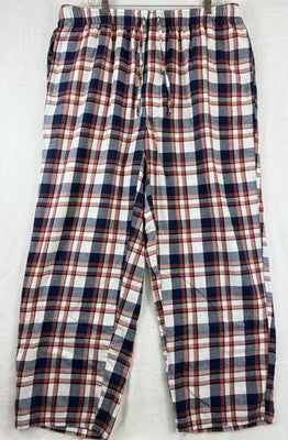 Lands End Flannel Pajama Pants XL Mens Red Blue Plaid Sleep PJ 100% Cotton