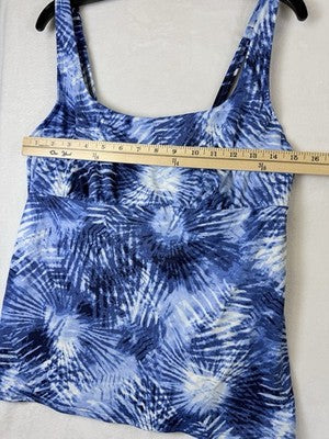 Lands End Tankini Top 12 Underwire Square Neck Rash Guard Swim Lot Blue