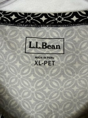 LL Bean Tops Women XL Petite Sleeveless Knit Tee Black Ivory Print Tencel