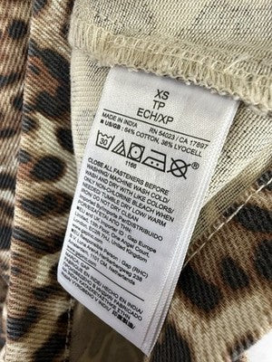 Gap Denim Mini Dress XS UltraSoft Leopard Print Sleeveless A Line Women New