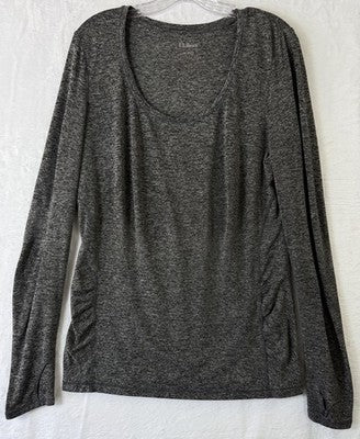 LL Bean Womens Tops Medium Gray Long Sleeve Performance Stretch 292745