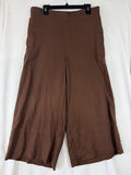 Banana Republic Wide Leg Crop Pants Large Linen Blend Cropped Brown Pull On