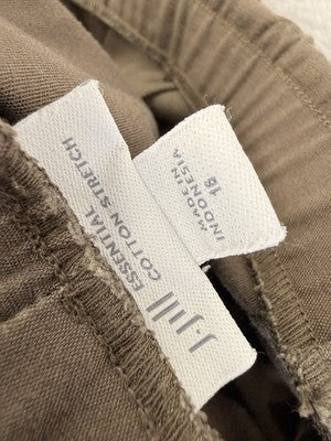 J Jill Essential Cotton Stretch Pants 16 Knit Brown Taupe Pull On Womens
