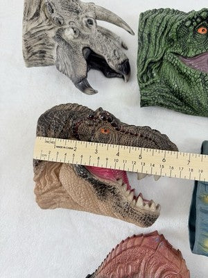 Dinosaur Hand Puppet Rubber Head Lot T Rex Dilophosaurus Puppets Dino Toys