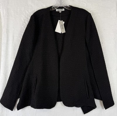 WDNY Cape Jacket XL Black Blazer Open Front Womens Saks Fifth Ave New NWT