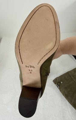 Coach Boots Womens Size 9.5 Beverly Mid Calf Green Suede Leather Block Heel