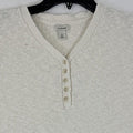 LL Bean Sweater Womens XS Cotton Slub Henley Ivory White Short Sleeve Womens