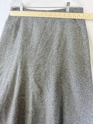 Talbots 14 Fit And Flare Skirt Gray Herringbone Wool Silk Womens Vintage Midi