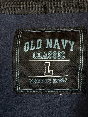 Vintage Old Navy Hoodie Large Men 1/4 Zip Blue Logo Sweatshirt Deadstock New