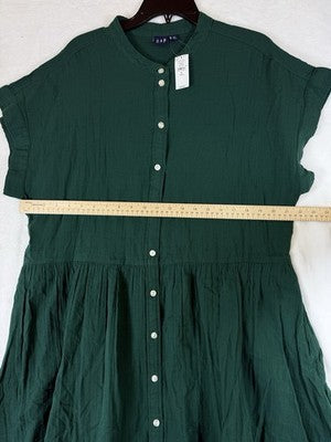 Gap Cotton Gauze Mini Shirtdress XL Tall Women Green Short Sleeve New NWT