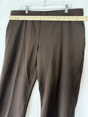 Susan Graver Smart Ponte Pants XL Petite Dark Brown Pull On Knit Slim Leg Womens