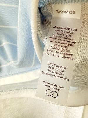 Calia Top XL Crop Mock Neck Knit Blue White Striped New NWT