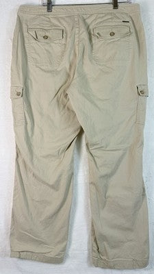 LL Bean Flannel Lined Cargo Pants Womens 18 Petite Tan Beige 18P Favorite Fit