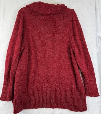 J Jill 3X Sweater Top Cowl Neck Red Long Sleeve Womens Plus Size