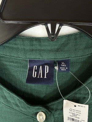 Gap Cotton Gauze Mini Shirtdress XL Tall Women Green Short Sleeve New NWT