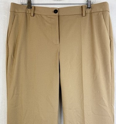 Talbots Windsor Pants 14 Petite Italian Flannel Beige Tan Wool Straight Leg