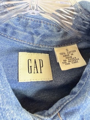 Vintage Gap Denim Shirt Womens Small 90s Blue Long Sleeve Jean Metal Buttons