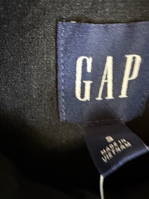 Gap Linen Blend Crop Shirt Small Womens Black Button Up Short Sleeve Women