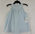 Design History Top Small Blue Embroidered Floral Stitch Fix NWT *FlawRead* NEW