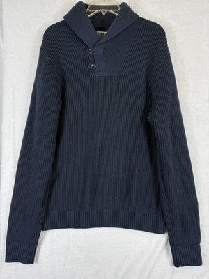 Duluth Trading Company Sweater Mens Medium Brigadier Shawl Neck Navy Blue Cotton