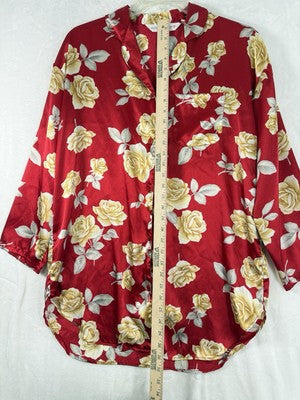 Victoria’s Secret Satin Sleepshirt Nightshirt Pajamas Red Roses Victoria