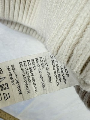 Izod Sweater Men Medium 1/4 Zip Fair Isle 100% Cotton Long Sweater