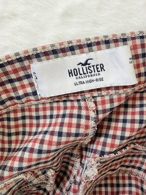 Hollister Ultra High Rise Pants Small Womens Red Blue Check Womens
