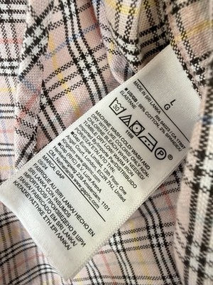 Gap The Big Shirt Women Large Oxford Button Up Down Pink Plaid Long Sleeve Top