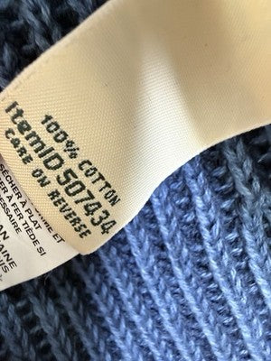 LL Bean Cardigan Sweater Womens XS Blue  Cable Knit Full Zip Blue 100% Cotton