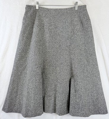 Talbots 14 Fit And Flare Skirt Gray Herringbone Wool Silk Womens Vintage Midi