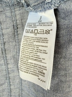Gap Denim Dress Small Women Short Sleeve Maxi Blue Flutter Sleeve Fit Flare New