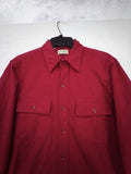 Vintage LL Bean Chamois Cloth Shirt Red Medium Large 16 Men Made USA Flannel 80s