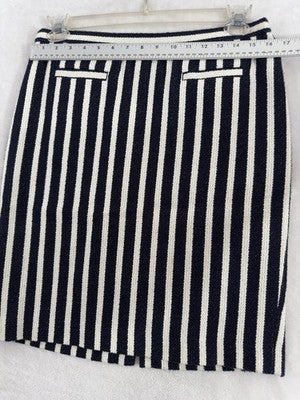 Talbots Skirt 10 Petite Navy Blue White Striped A-Line Pencil Knit Womens 10P