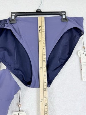 CALIA Womens Swim Bikini XL Top Bottom Set Looped Front Purple Swimsuit New NWT