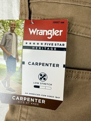 Wrangler Carpenter Shorts 46 Mens Brown 11” New NWT