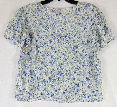 Gap Top Large Womens Blouse Crepe Flutter Sleeve Cottagecore Boho