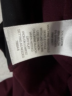 Liz Claiborne Lori Leggings Large Burgundy Red Women Slimming Pull On Ponte Knit