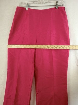 Ann Taylor Loft 100% Silk Pants 8 Barbie Pink Straight Leg Side Zip Womens