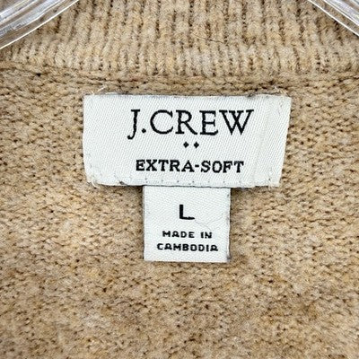 J Crew Extra Soft Sweater Large Womens Beige Tan Long Sleeve Top Wool Blend