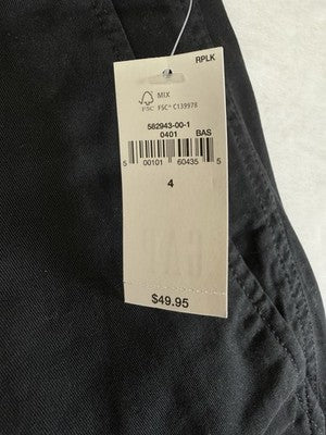 Gap Downtown Khaki Shorts 4 Women Black 4” Cotton Stretch New NWT