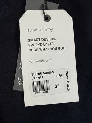Yummie By Heather Thomson Pants 31 Super Skinny Nightfall Blue Womens New NWT