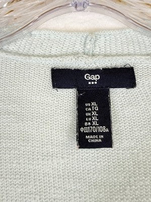 Gap Cardigan XL Womens Slub Knit Open Front Light Blue Sweater Knit Cotton